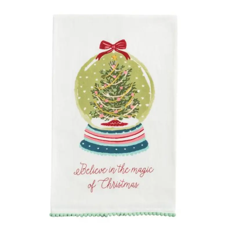 Snowglobe Pom Trim Towel by Mudpie