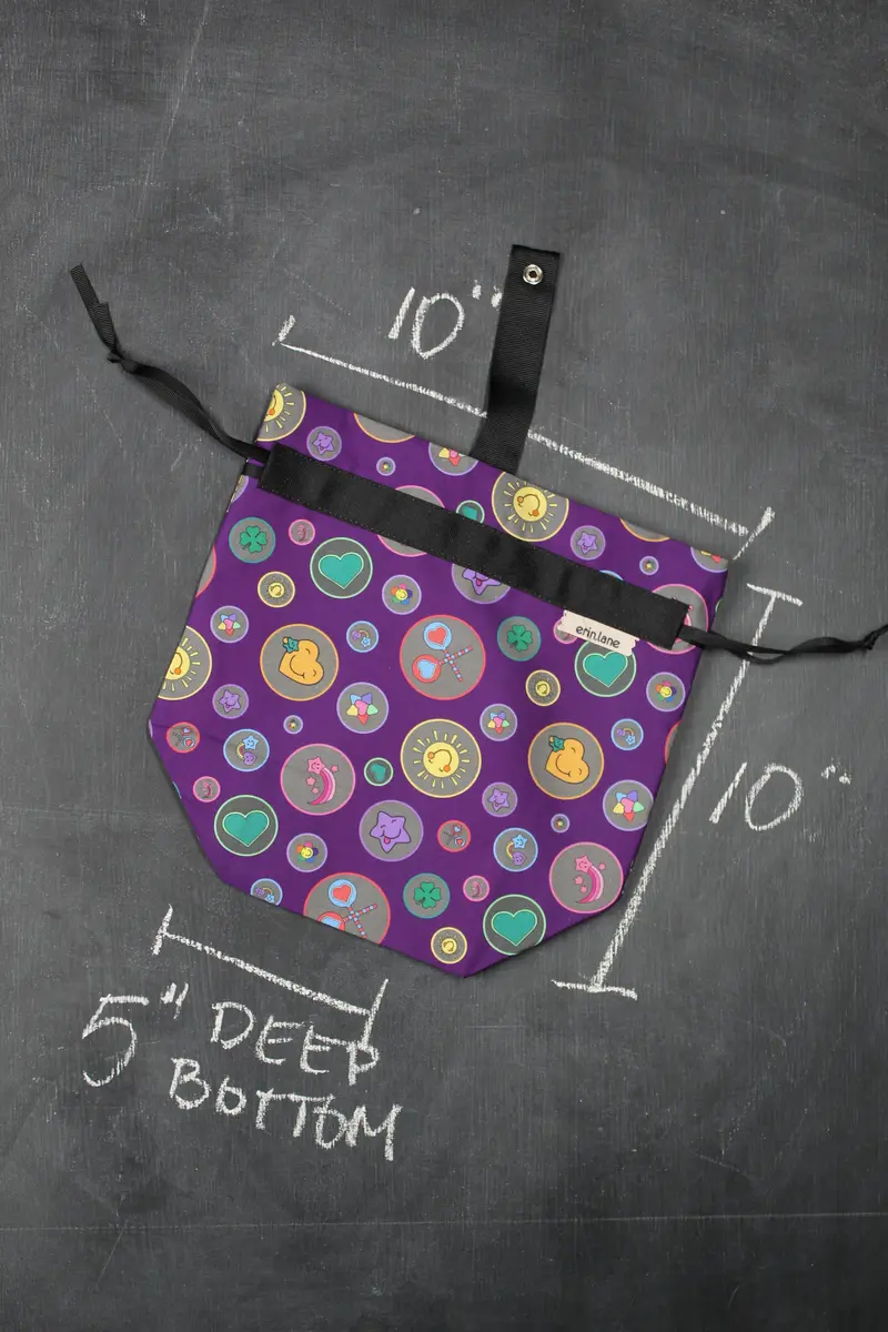 Sock Project Bag in Care Bears Sheeple Badges