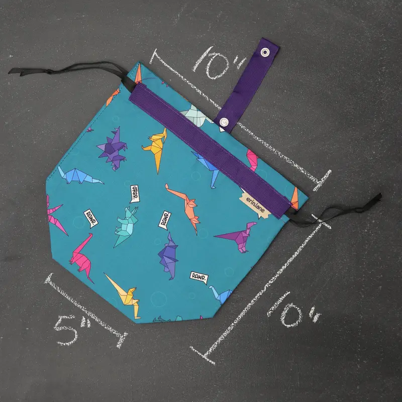 Sock Project Bag in Origami Dinos