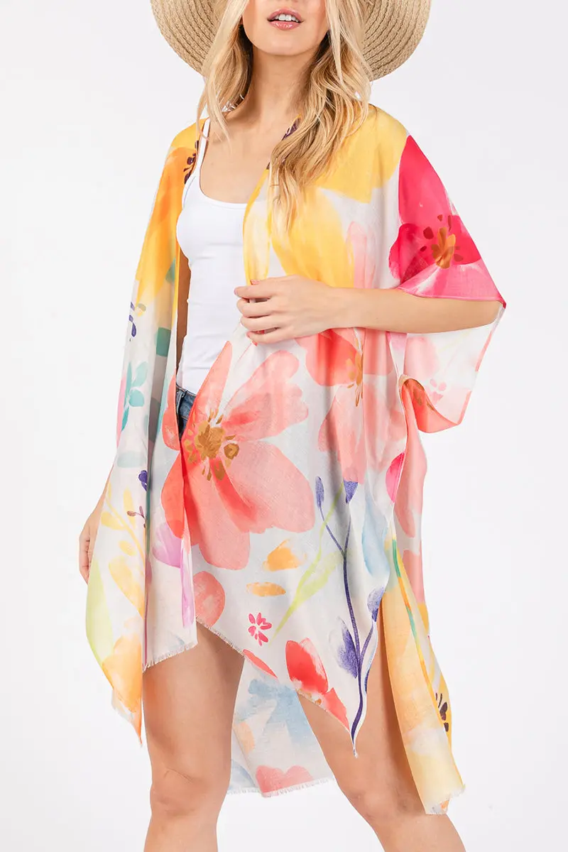 Soft Blooms Yellow Kimono