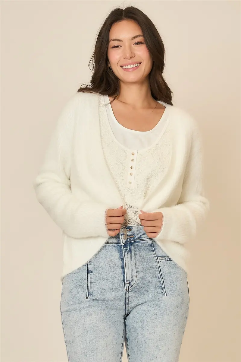Soft Eyelash Knit Cocoon Body Cardigan