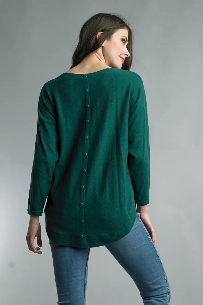 Soft Sweater with Back Button Detail in 9 colors