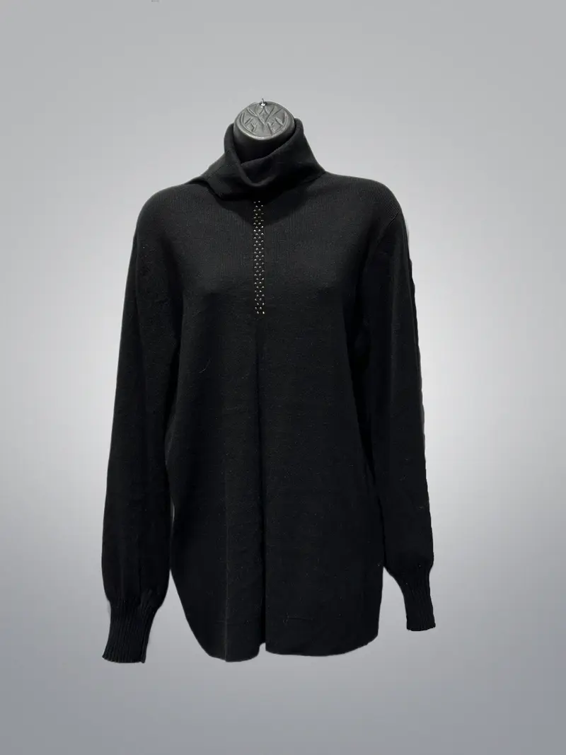 Soft Turtleneck Sweater with Front Bling