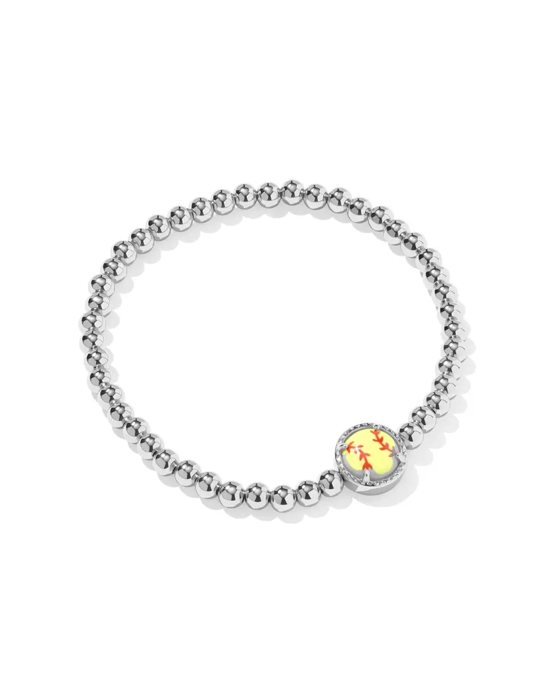 Softball Silver Stretch Bracelet in Chartreuse