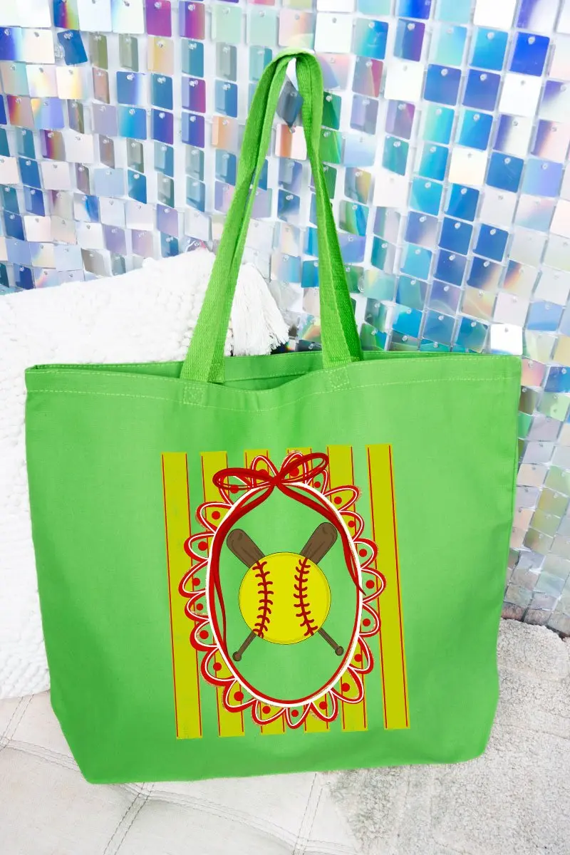 Softball Stripes Canvas Jumbo Tote