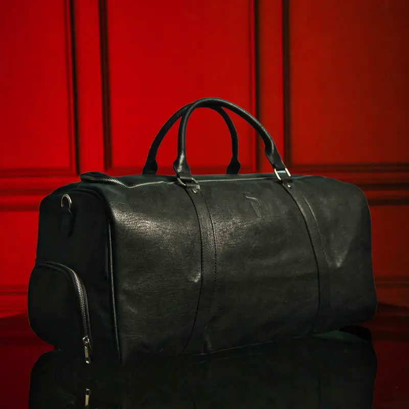 Sole Premise Black Leather Duffle Bag