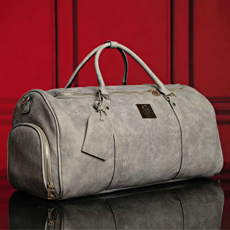 Sole Premise Grey Tumbled Leather Duffle Bag