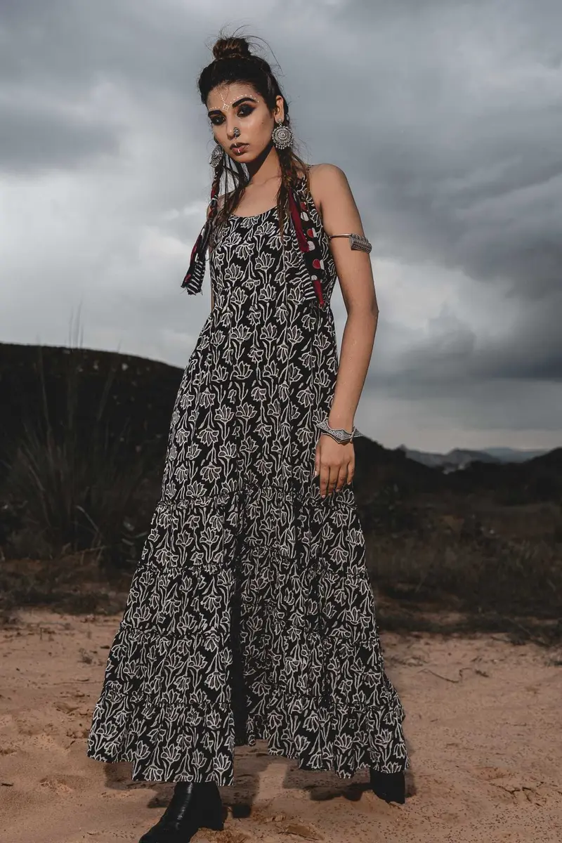 Spaghetti Tiered Long Dress