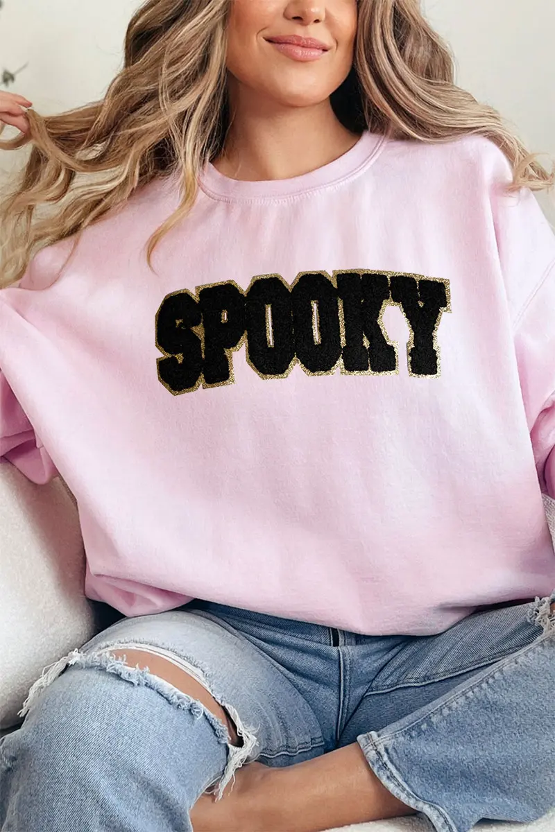 Spooky Large Chenille Patch Unisex NuBlend Crew Sweatshirt