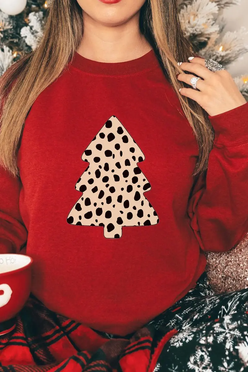 Spotted Christmas Tree Heavy-weight Crew Sweatshirt