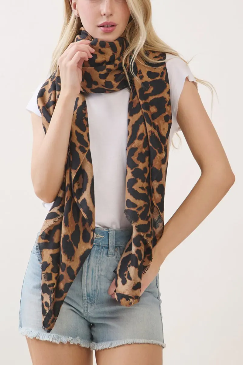 Spotted Status Brown Leopard Long Scarf