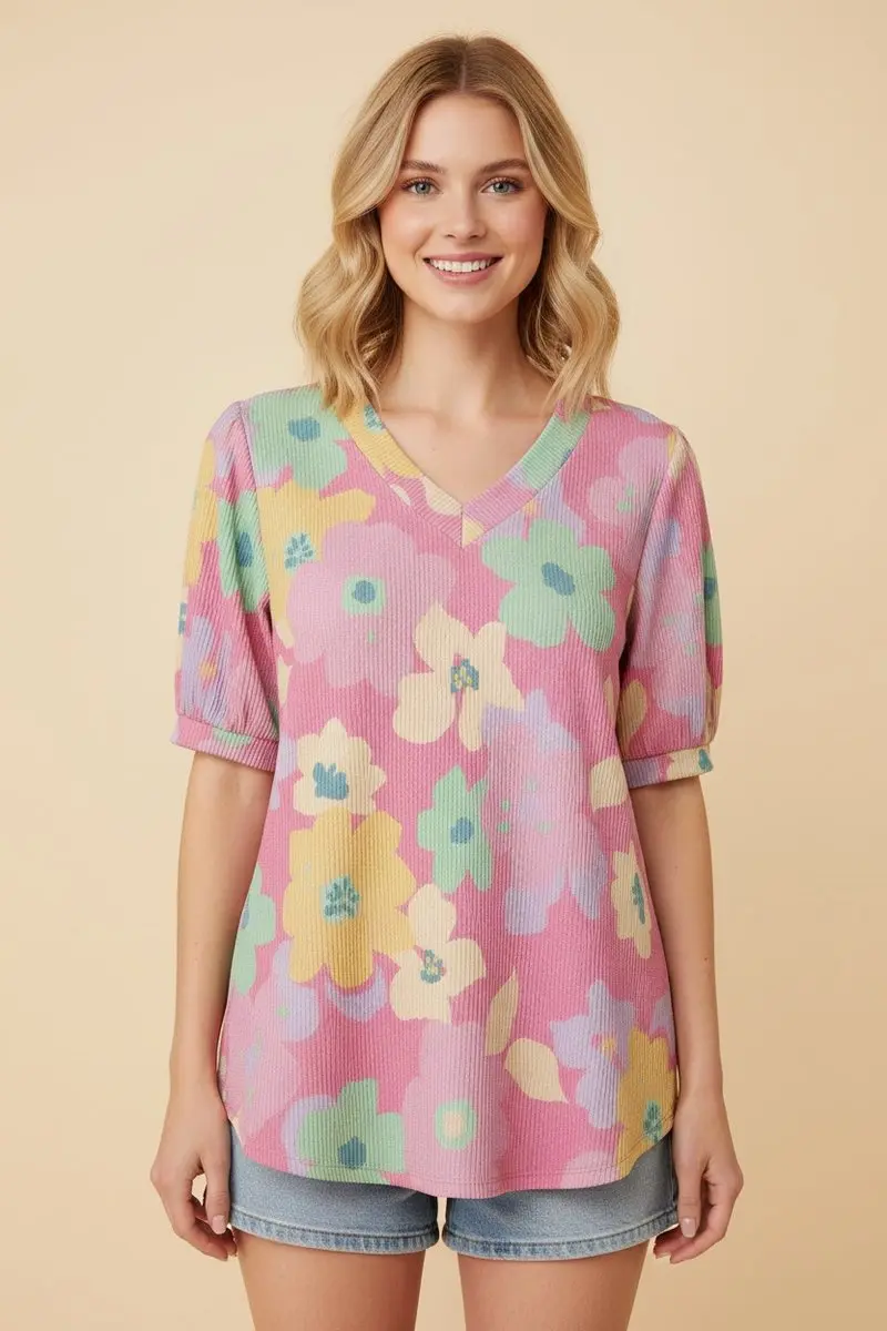 Spring Rain Peonies Top - Pink