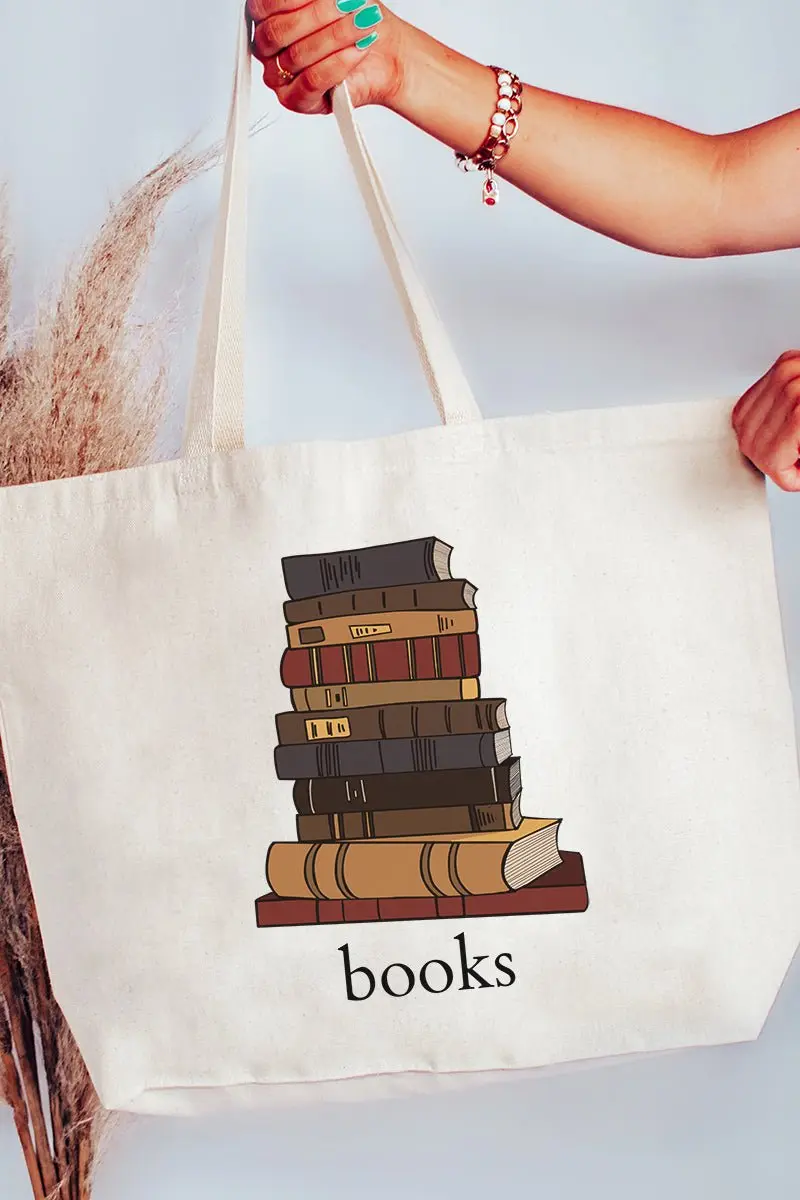 Stacked Books Jumbo Tote