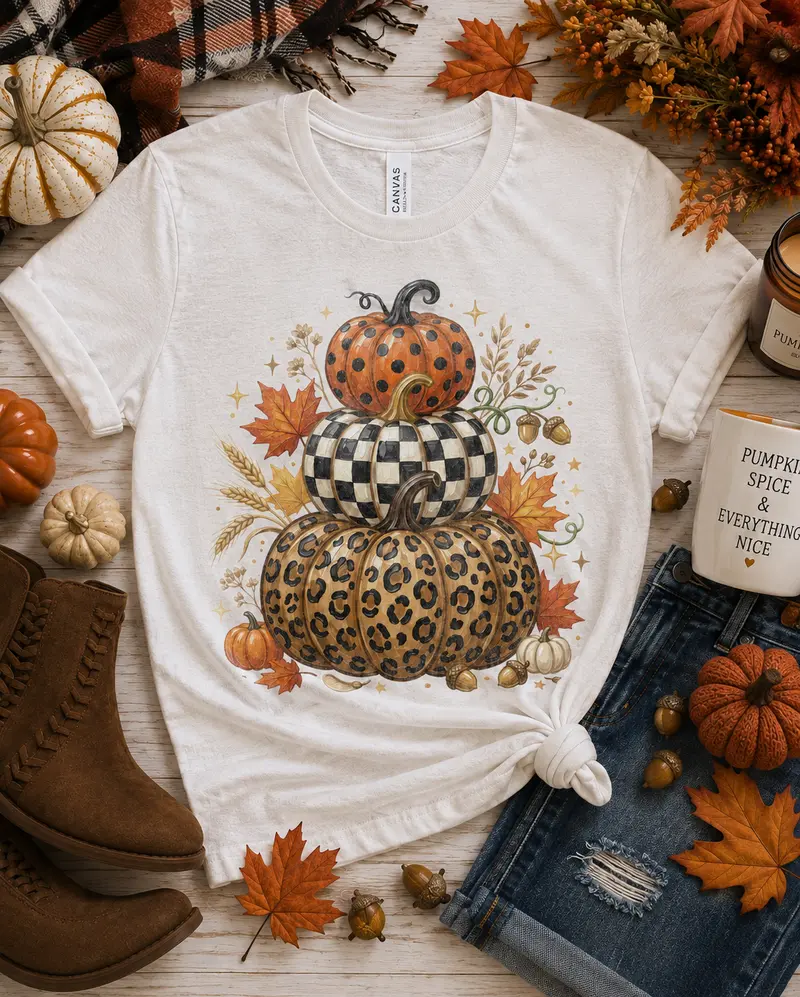 Stacked Fall Pumpkin SoftPrint Tee