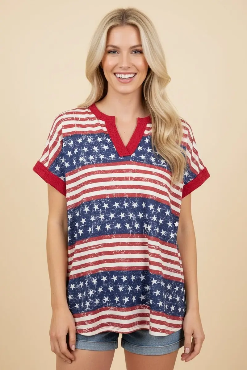 Star Spangled Sweetheart Top - Red/Navy