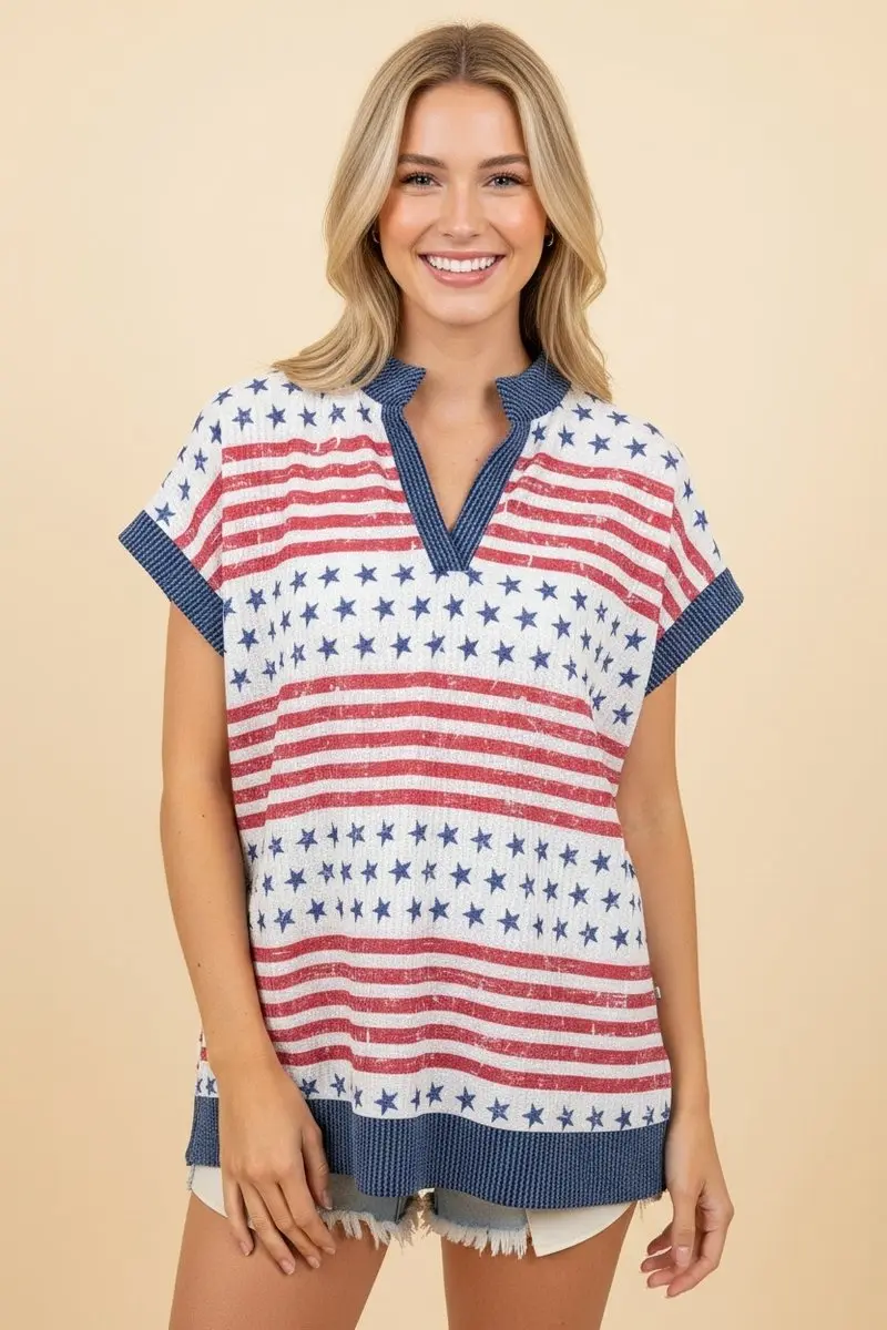 Starry Picnic Fields Top - Ivory Multi