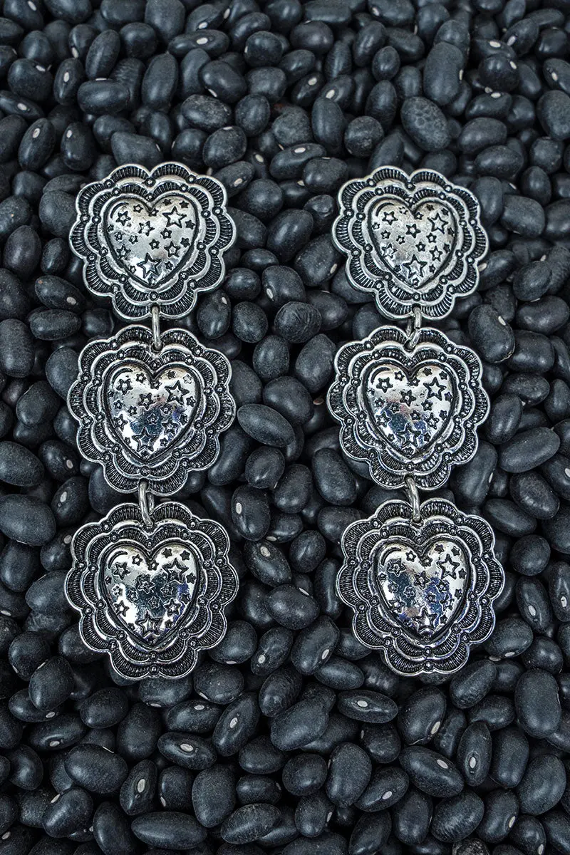 Starstruck Hearts Silvertone Earrings