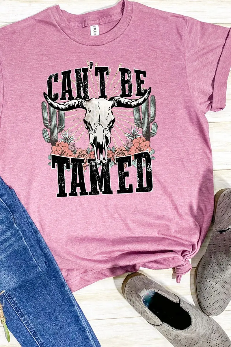 Steer Skull Can't Be Tamed Unisex Blend Tee
