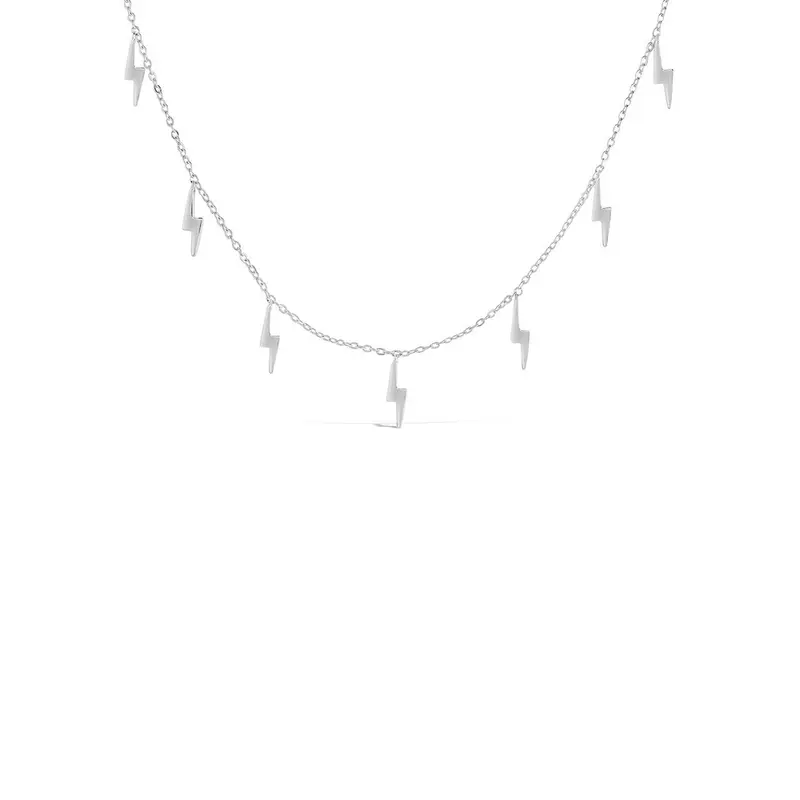 Sterling Silver Multi Lightning Bolt Pendant Necklace