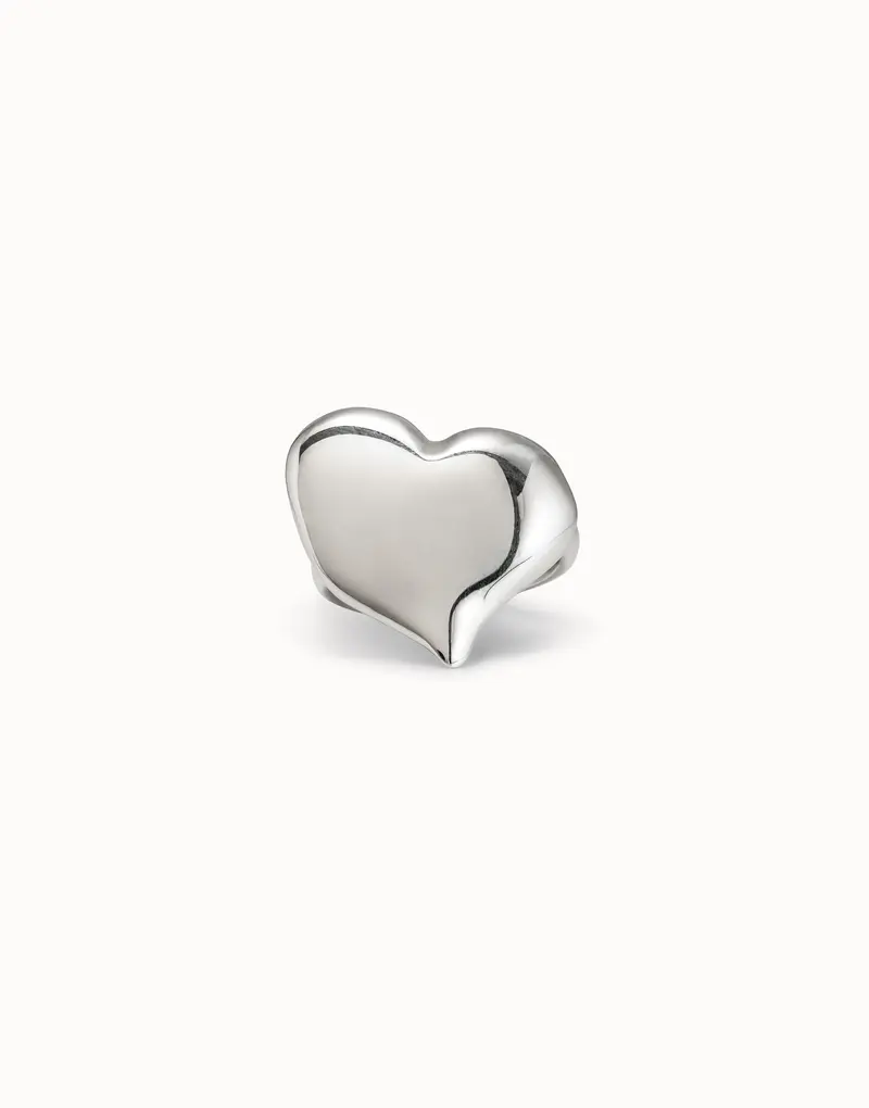 Sterling Silver-Plated Large Heart Shaped Ring