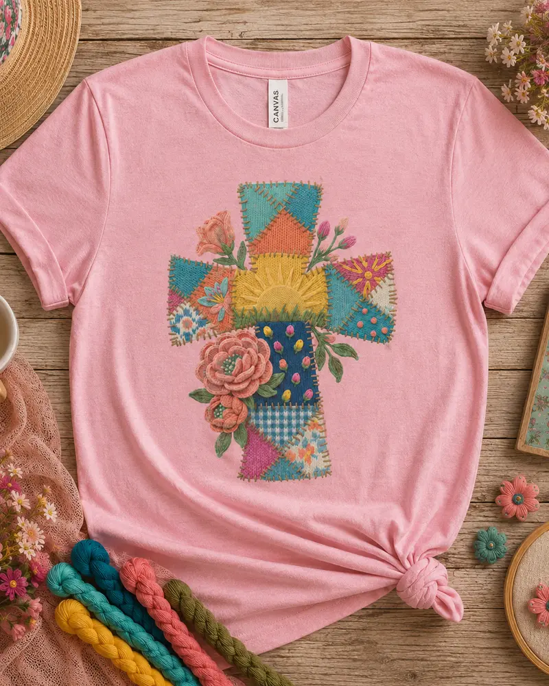 Stitch Cross & Flowers SoftPrint Tee