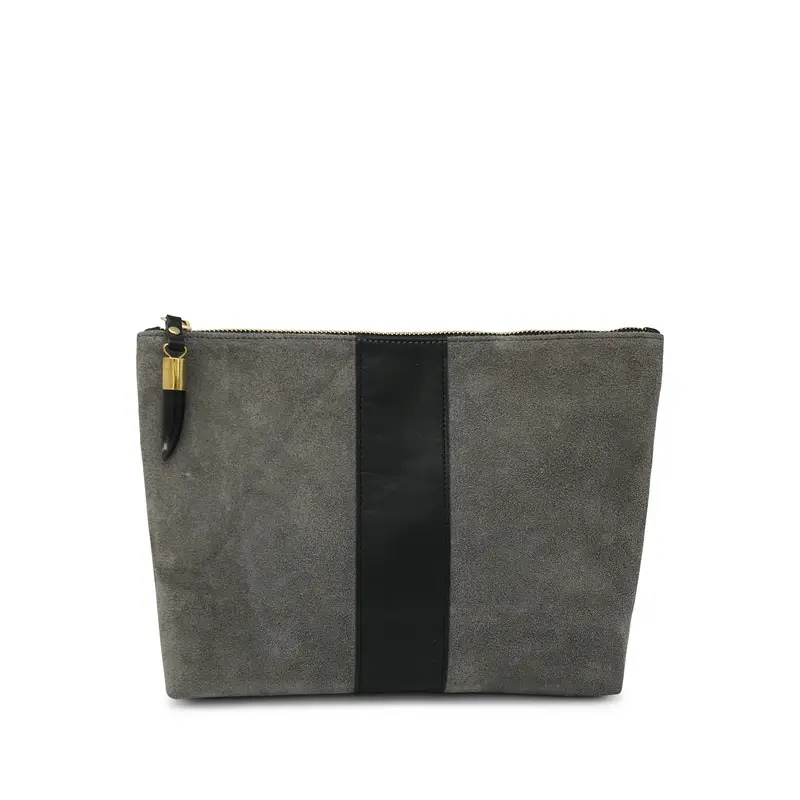 Storm Suede/black Stripe Medium Pouch
