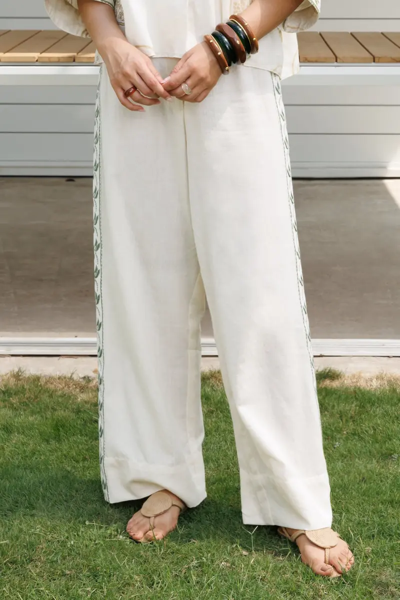 Straight Fit Embroidered Pants