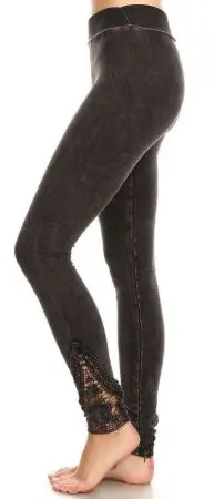 Straight Leg Yoga Pants with Lace Inserts