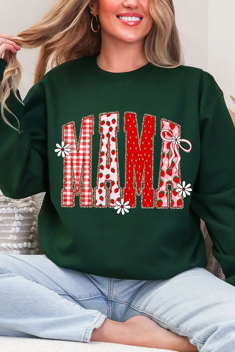 Strawberry Gingham Mama Heavy Blend Crew Sweatshirt