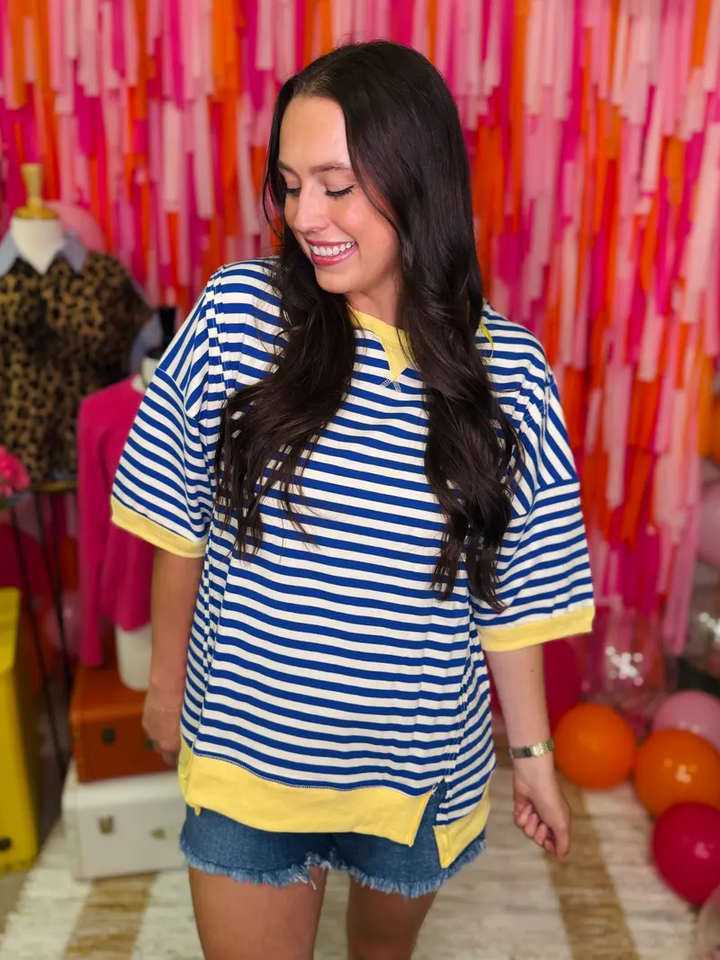 Stripe Story Top - Blue
