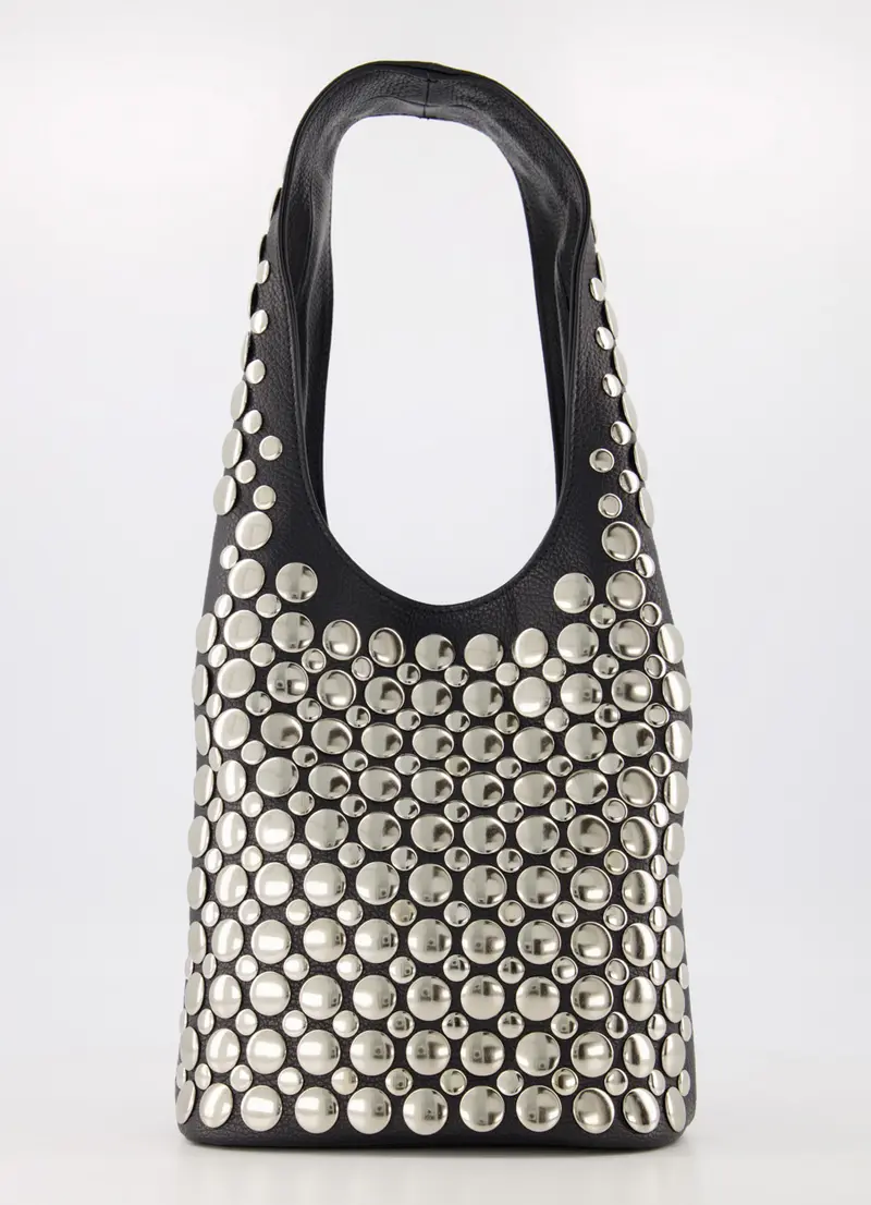 Studded Leather Statement Shoulder Bag