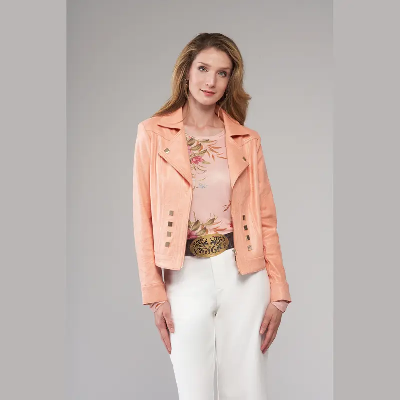 Studded Vegan Leather Zip Jacket