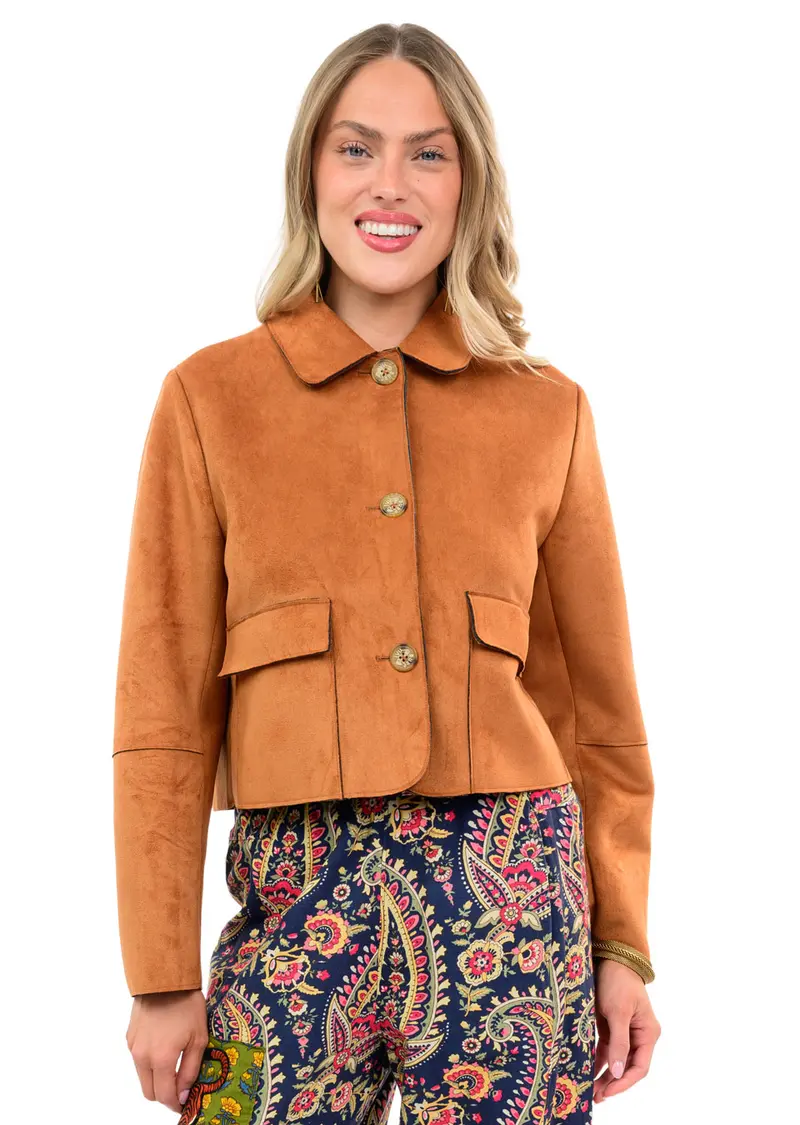 Suede Patch Pocket Jacket in Cinnamon