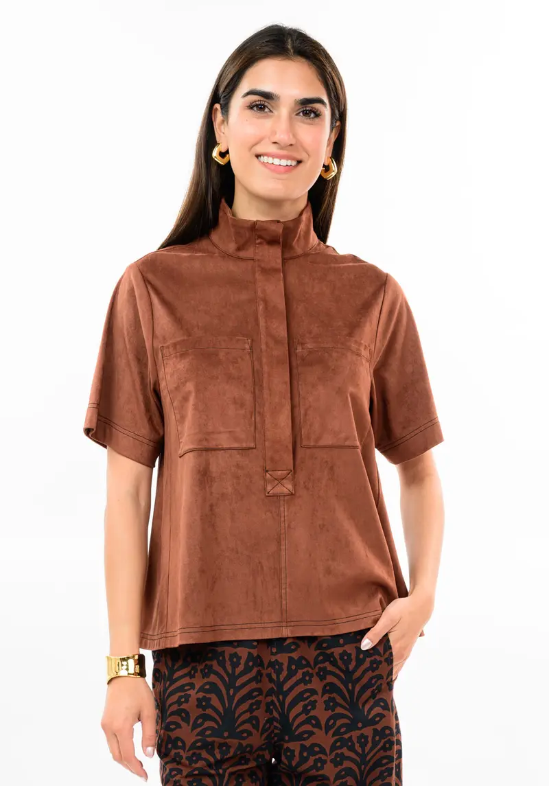 Suede Swing Top in Brown