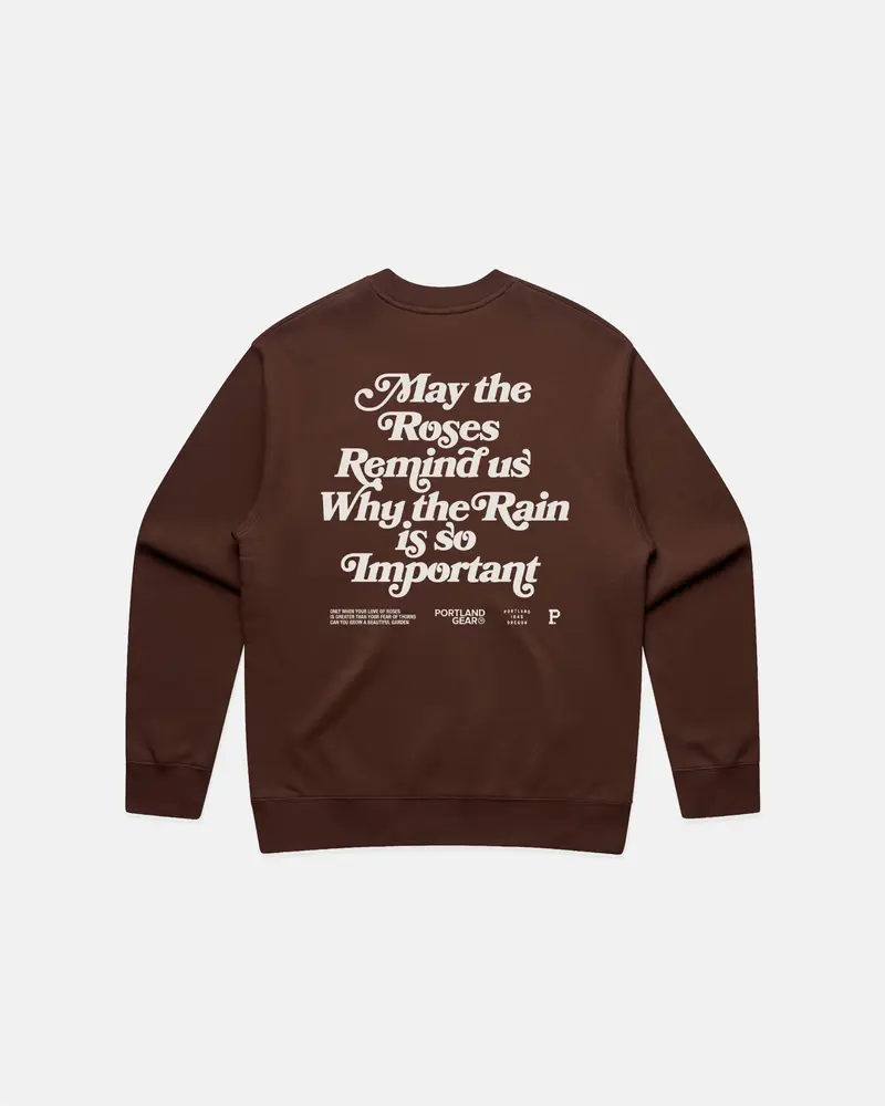 Sueded Slogan Crewneck - Brown