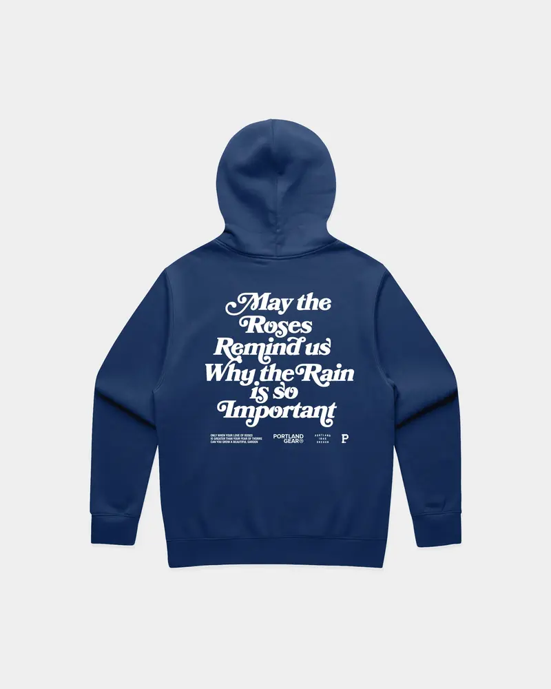 Sueded Slogan Hoodie - Cobalt