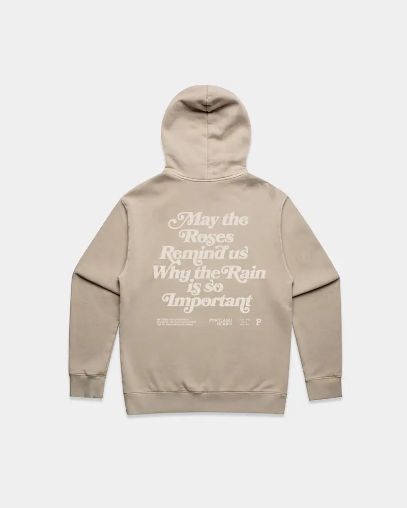 Sueded Slogan Hoodie - Taupe