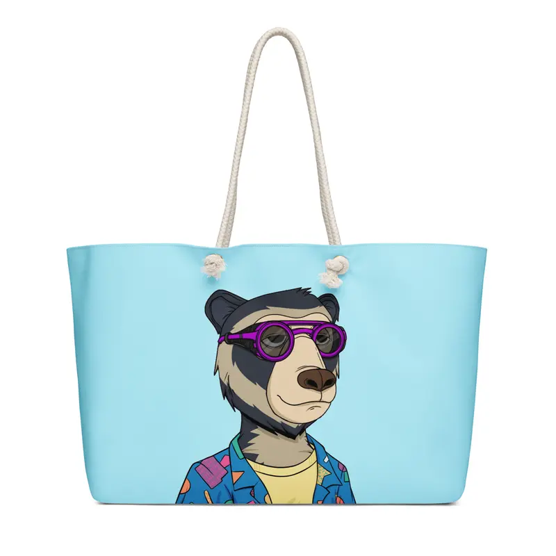 Summer Bear Blue Beach Bag