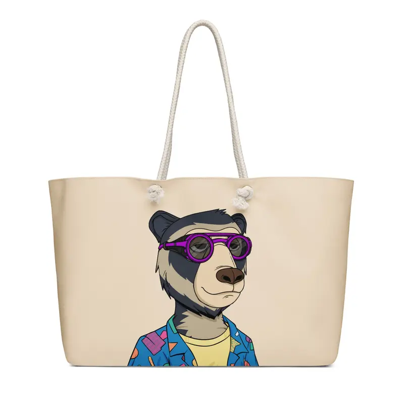 Summer Bear Tan Beach Bag