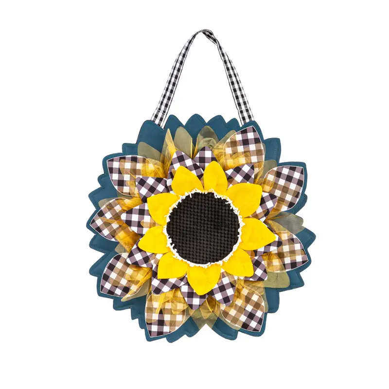 Sunflower With Checks Door Décor