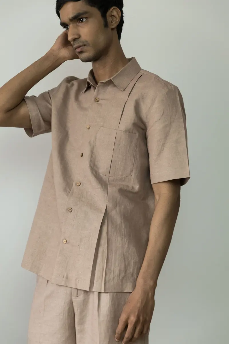 Sunset Rose Pleated Shirt