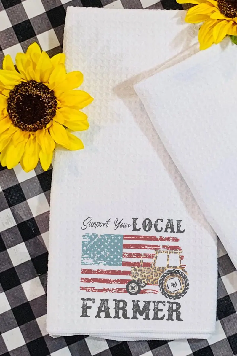 Support Your Local Farmer Waffle Kitchen Towel