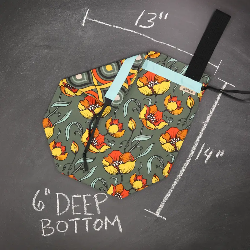Sweater Drawstring Bag in Fire Flowers