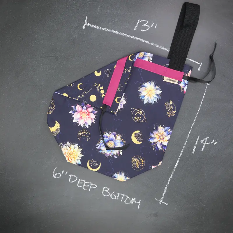 Sweater Drawstring Project Bag in Moonflower Phases