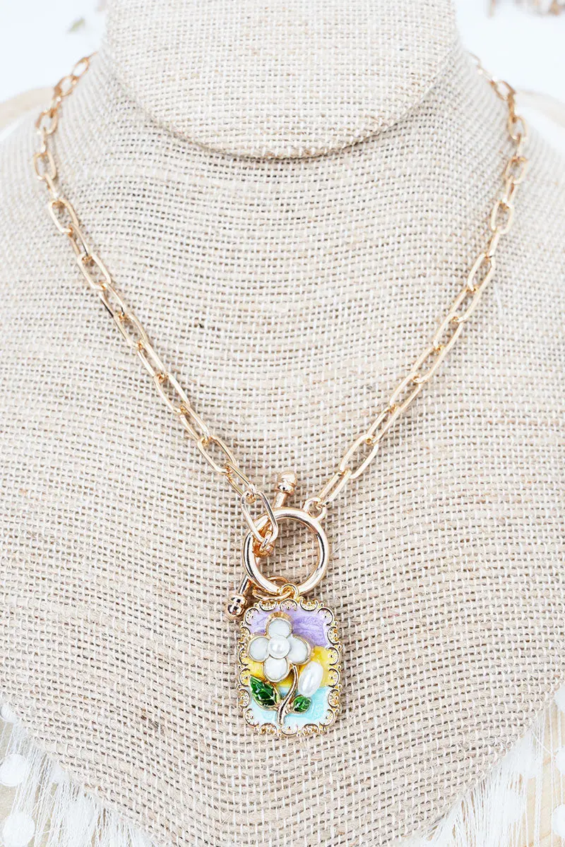 Sweet Botanica Goldtone Toggle Necklace