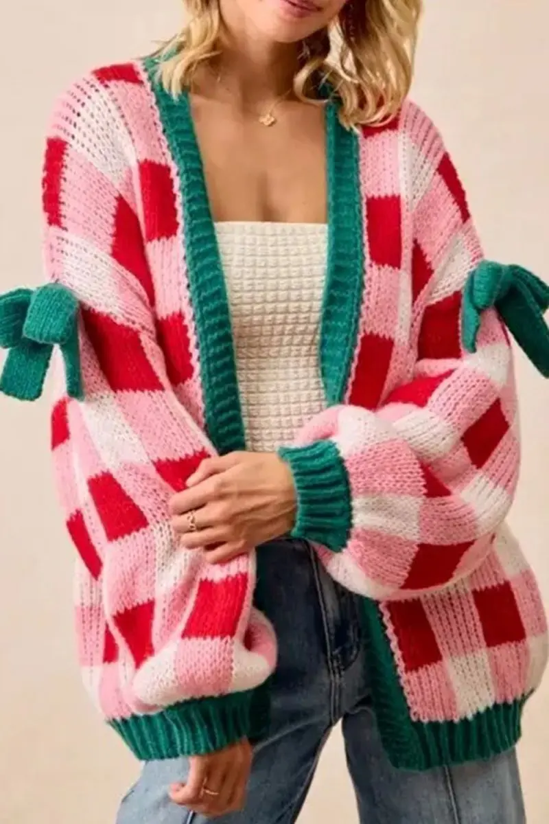 Sweet December Pink Checked Cardigan