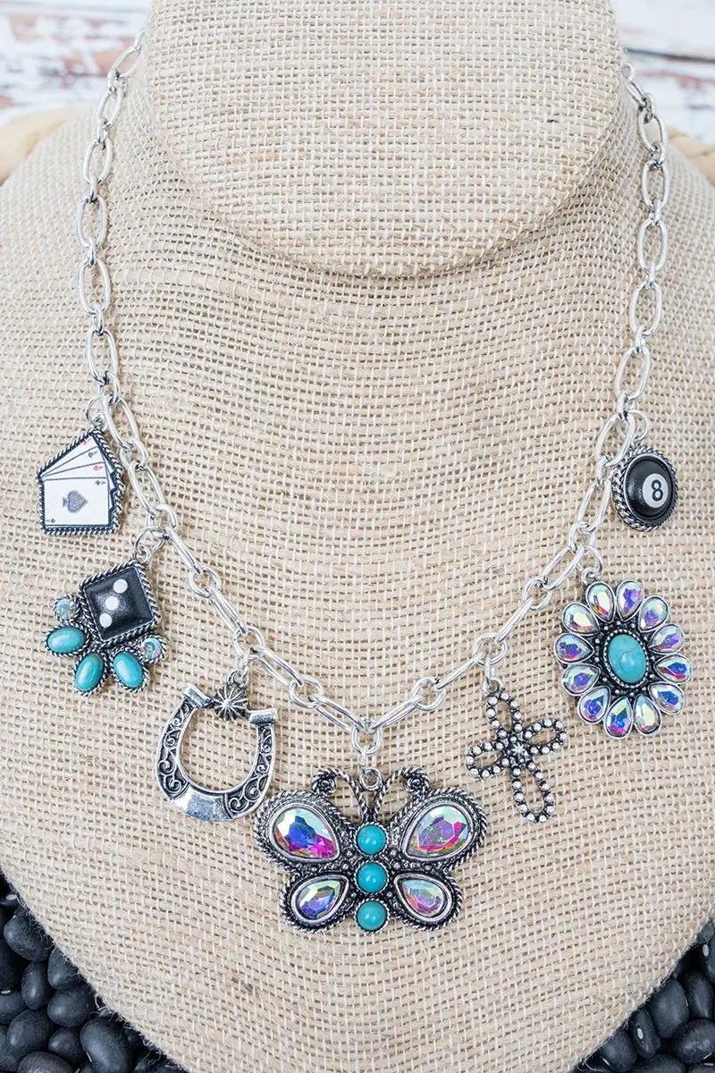 Take Your Chances Turquoise & Silvertone Necklace