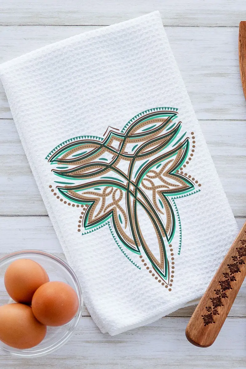 Tan Boot Stitch Waffle Kitchen Towel