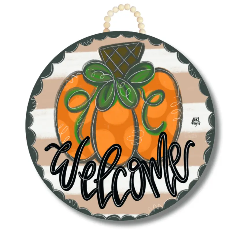 Tan Pumpkin Circle Sign Hanger