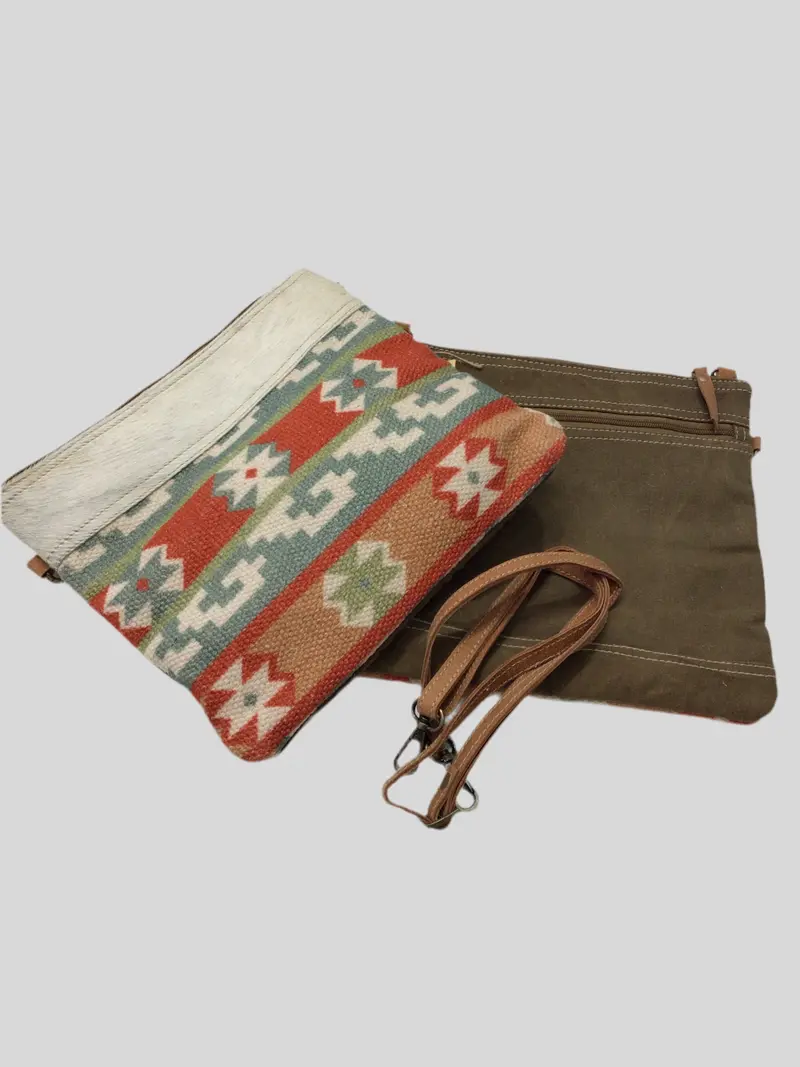 Tapestry Cowhide Pouch Purse